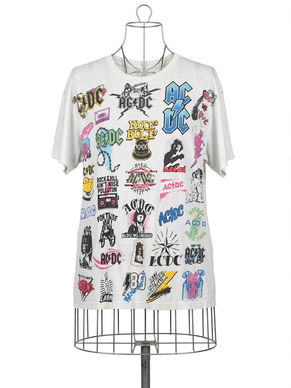 NLA Next Level Apparel AC/DC 50 Years of Logos Sticker Bomb Collage T-Shirt -